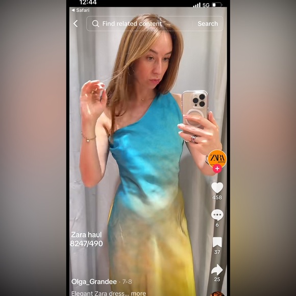 Zara ASYMMETRICAL SATIN EFFECT TIE DYE DRESS 8247/490 - Picture 6 of 10